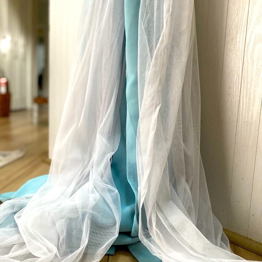 Light Blue and White 7 ft Curtains